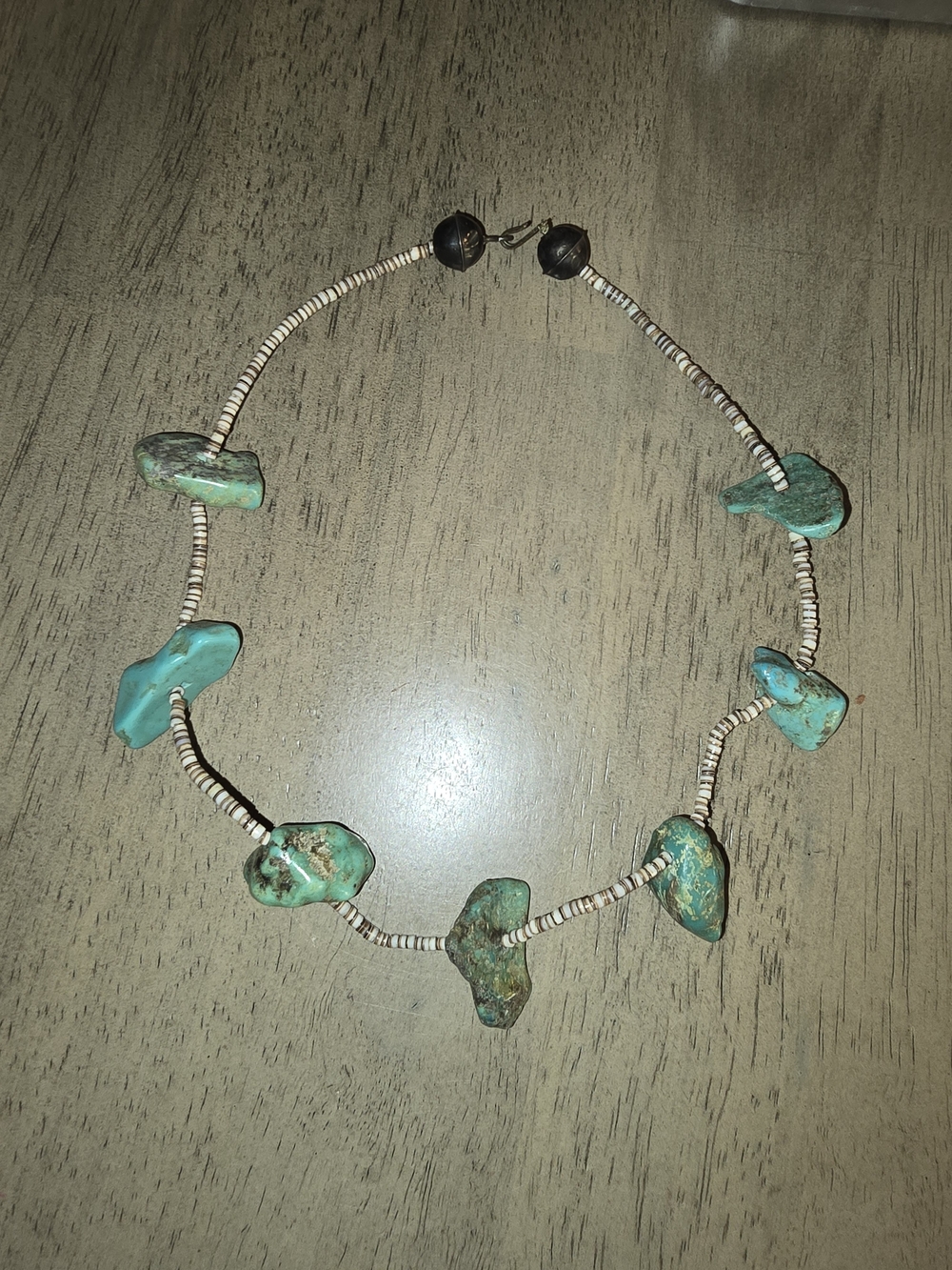 Vintage Native American Navajo Turquoise Nugget heishi shell necklace